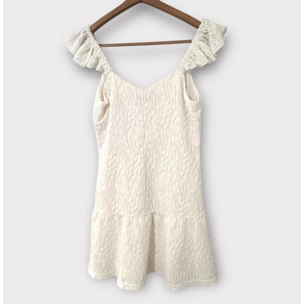 Lost + Wander Womens Short Dress Off White Ruffled Straps Lining Size M - Picture 6 of 13